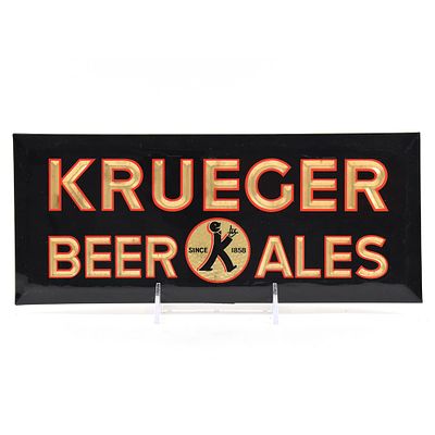 Krueger Beer Ales 1930s Tin-Over-Cardboard Sign BALDY CLEAN. Brewer/Business Name: G. Krueger 