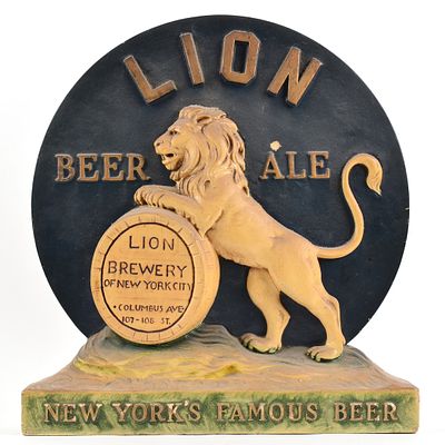 Lion Beer-Ale 1930s Chalk Back Bar Statue RARE IMPRESSIVE. Brewer/Business Name: Lion Brewery of 