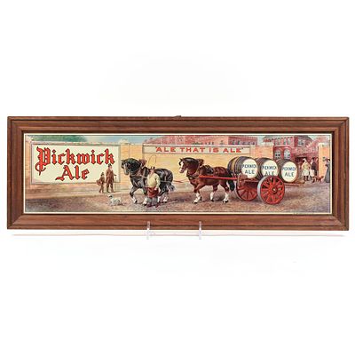Pickwick Ale 1930s Tin-Over-Cardboard Sign. Brewer/Business Name: Haffenreffer &amp; Co., Boston, 