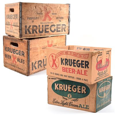 Krueger Ale-Beer 1940s-50s Bottle Crates-Cartons Lot of 4 K-Man EXCELLENT. Brewer/Business Name: 