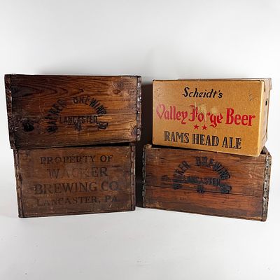 PENNSYLVANIA 4 Beer Crate Collection: Wacker & Scheidt's. 1 bid takes collection of four vintage 