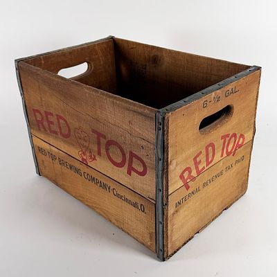 Red Top Brewing 1940s Wooden Crate. Vintage Red Top Brewing Company wooden crate from Cincinnati 