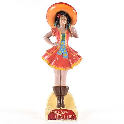 Miller High Life 1950s Chalk Back Bar Statue RED FLOWER. Brewer/Business Name: Miller Brewing 
