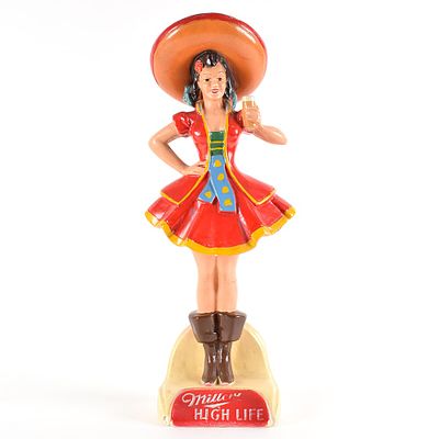 Miller High Life 1950s Chalk Back Bar Statue RED FLOWER. Brewer/Business Name: Miller Brewing 