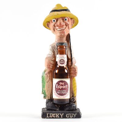 Old Export Beer 1950s Composition Back Bar Statue LUCKY GUY NEWER. Brewer/Business Name: 