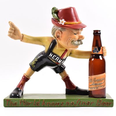 Old German Beer 1950s Large Chalk Back Bar Statue HERMAN HIGH GRADE. Brewer/Business Name: Queen 