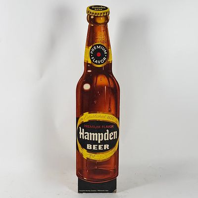 Hampden Beer Die Cut Cardboard Sign SCARCE. Hampden Brewing Company, Willimansett, Mass. Scarce. 