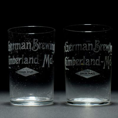 German Brewing Co Pre-Prohibition Etched Glasses Lot of 2. Brewer/Business Name: German Brewing 