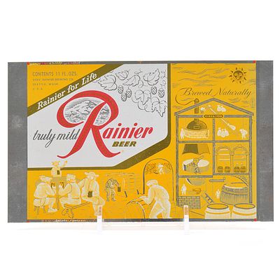 Rainier Jubilee Unrolled Set 11 Ounce Flat Top Sheet BREWED NATURALLY Yellow. Brewer/Business 