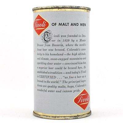 Tivoli Beer Flat Top MALT+MEN ALC STATEMENT LID 139-1 EXCELLENT. Brewer/Business Name: Tivoli 