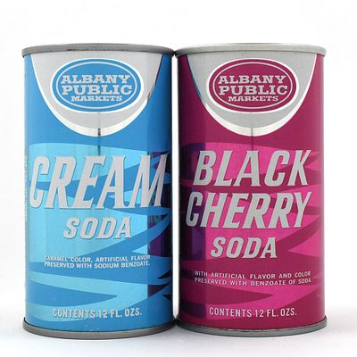 Albany Public Markets Cream Black Cherry Soda Flat and Pull Tab Lot of 2. Brewer/Business Name: 