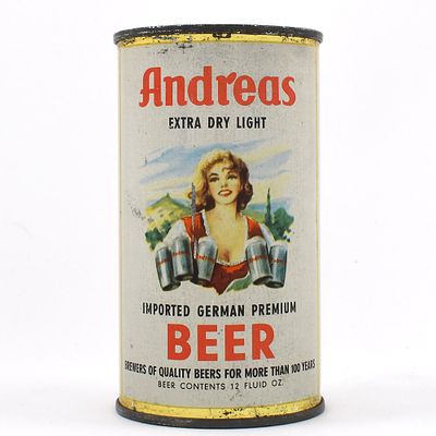 Andreas Extra Dry Light Beer German Flat Top. Brewer/Business Name: Andreas Brewery Hagen 