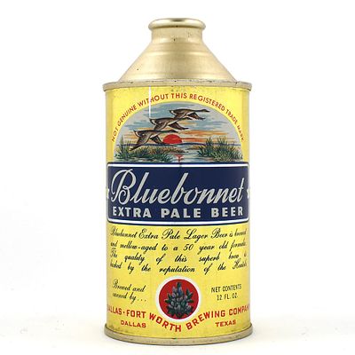 Bluebonnet Extra Pale Beer Cone Top NON-IRTP 153-32 MINTY. Brewer/Business Name: Dallas-Fort 