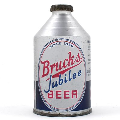 Brucks Jubilee Beer Crowntainer 86 YEARS NO ALC STATEMENT 192-22. Brewer/Business Name: 
