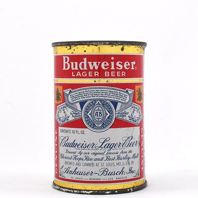 Budweiser Lager Beer 10 OUNCE Flat Top DNCMT 4 PERCENT LID 44-9. Brewer/Business Name: 