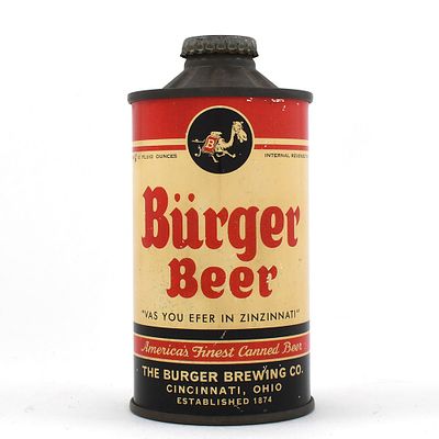 Burger Beer FBIR Flat Bottom Cone Top 155-22. Brewer/Business Name: Burger Brewing Co. 