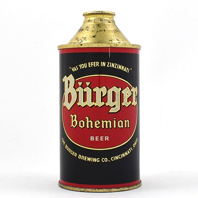 Burger Bohemian Beer Cone Top 155-26 EXCEPTIONAL. Brewer/Business Name: Burger Brewing Co. 