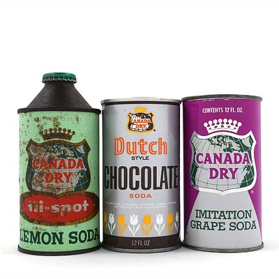 Canada Dry Soda Lot of 3 CONE FLAT TAB. Brewer/Business Name: Canada Dry Corp., Multiple Cities, 