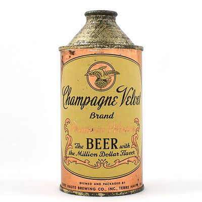 Champagne Velvet Brand Beer Cone Top 1944 157-6 SHARP. Brewer/Business Name: Terre Haute Brewing 