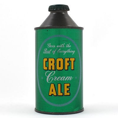 Croft Cream Ale Cone Top 158-22 RARE BLUE OVAL EXCEPTIONAL. Brewer/Business Name: Croft Brewing 