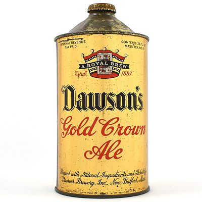 Dawsons Gold Crown Ale Quart Cone Top 206-12 RARE LIKELY BEST 206-12. Brewer/Business Name: 