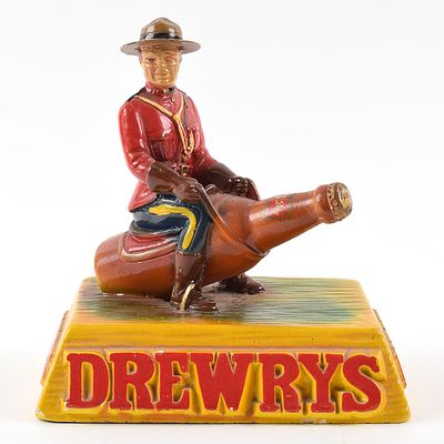 Drewrys 1950s Chalk Back Bar Statue MOUNTIE. Brewer/Business Name: Drewrys Ltd. USA, Chicago, 