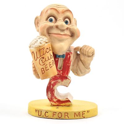 Utica Club Beer 1950s Chalk Back Bar Statue UC FOR ME. Brewer/Business Name: West End Brewing 