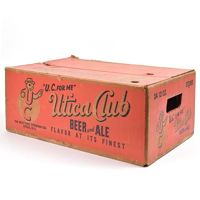 Utica Club 1950s Steinie Bottle Cardboard Case Carton. Brewer/Business Name: West End Brewing 