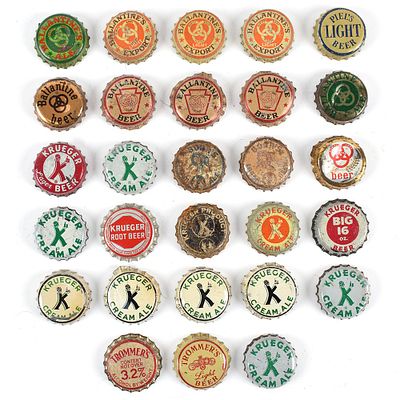 New Jersey Brewers Cork-backed Crowns Lot of 28. Brewer/Business Name: Multiple breweries and 