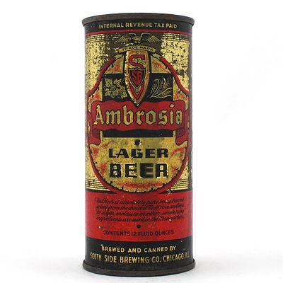 Ambrosia Lager Beer Tall 12-ounce Instructional Flat Top RARE 31-12. Brewer/Business Name: South 