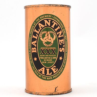 Ballantines XXX Ale Flat Top 1840-1940 33-8. Brewer/Business Name: P. Ballantine &amp; Sons 