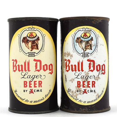 Bull Dog Lager Beer Flat Tops Lot of 2 Different LA SF. Brewer/Business Name: Acme Brewing Co. 