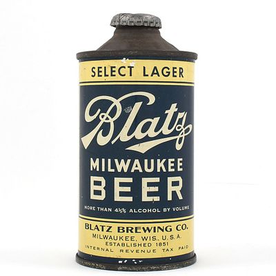 Blatz Milwaukee Beer Cone Top MORE THAN STATEMENT 153-12. Brewer/Business Name: Blatz Brewing 