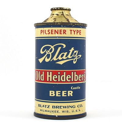 Blatz Old Heidelberg Beer Cone Top MORE THAN STATEMENT 153-19. Brewer/Business Name: Blatz 