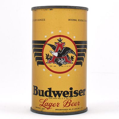 Budweiser Lager Beer Instructional Flat Top 4 PERCENT LID 43-35 OI 142. Brewer/Business Name: 