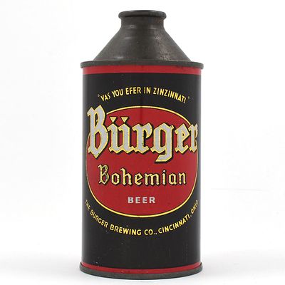 Burger Bohemian Beer Cone Top 155-26 EXCELLENT. Brewer/Business Name: Burger Brewing Co. 