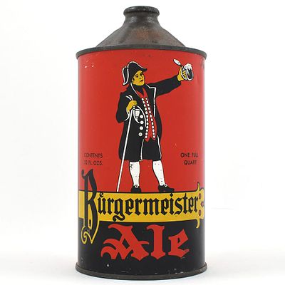 Burgermeister Ale Quart Cone Top 204-16. Brewer/Business Name: San Francisco Brewing Corp., San 