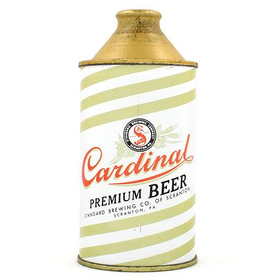 Cardinal Premium Beer Cone Top 156-19. Brewer/Business Name: Standard Brewing Co., of Scranton 
