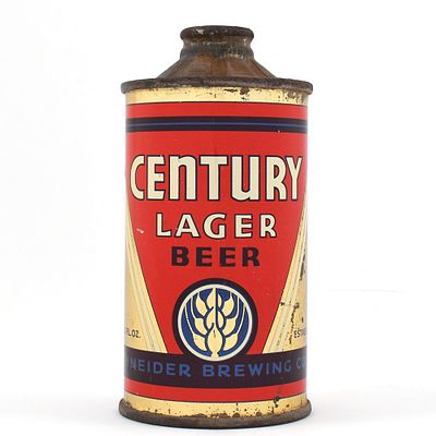 Century Lager Beer FBIR Cone Top 157-1. Brewer/Business Name: Ph. Schneider Brewing Co. 