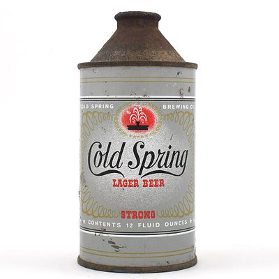 Cold Spring Lager Beer Cone Top STRONG 157-28. Brewer/Business Name: Cold Spring Brewing Co. 