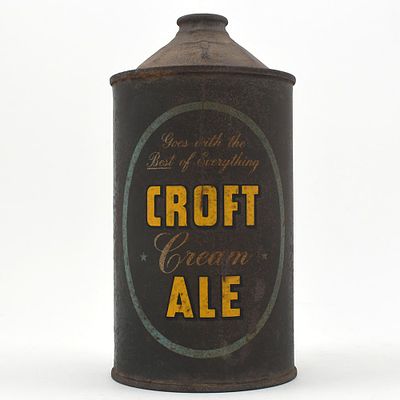 Croft Cream Ale Quart Cone Top IRTP 206-7. Brewer/Business Name: Croft Brewing Co., Boston, 
