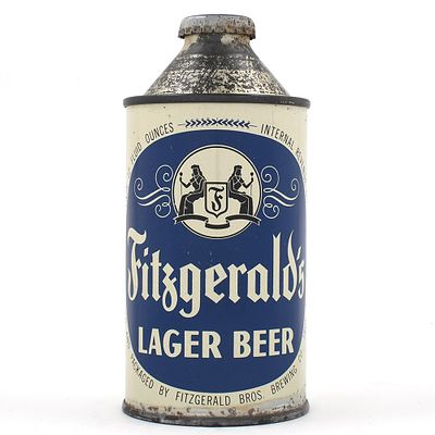 Fitzgeralds Lager Beer Cone Top DNCMT 4 PERCENT 163-6. Brewer/Business Name: Fitzgerald Bros. 