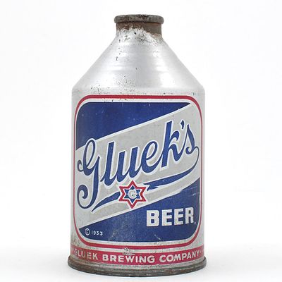 Glueks Beer Crowntainer MORE THAN 4 PERCENT IRTP 194-17. Brewer/Business Name: Gluek Brewing Co. 