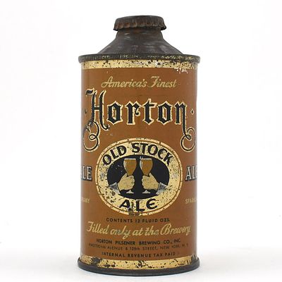 Horton Old Stock Ale Cone Top GOLD TEXT 169-11. Brewer/Business Name: Horton Pilsener Brewing 