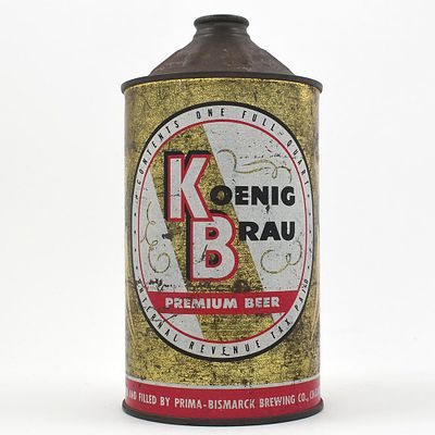 Koenig Brau Beer Quart Cone Top NO ALC STATEMENT 213-5. Brewer/Business Name: Prima-Bismarck 