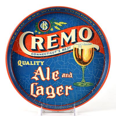 Cremo Ale-Lager 1930s Serving Tray. Brewer/Business Name: Cremo Brewing Co., New Britain, 