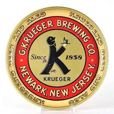 Kruegers Beer and Ales 1930s Tray BALDY K-MAN. Brewer/Business Name: G. Krueger Brewing Co. 