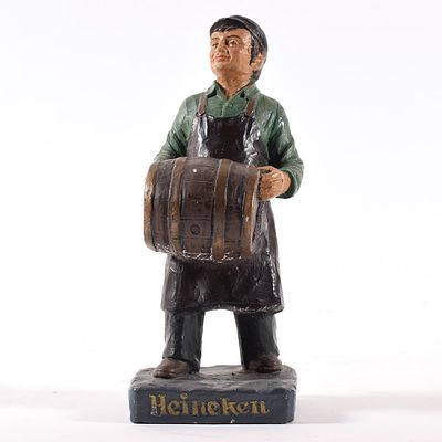 Heineken Beer 1940s Chalk Back Bar Statue. Brewer/Business Name: Heineken Breweries, Amsterdam 