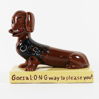 Ol' Gee Beer Dachshund Figural Back Bar Statue. Brewery: Queen City Brewing. Cumberland 