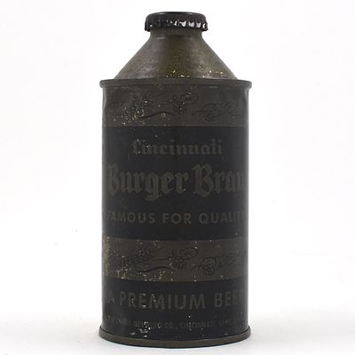 Burger Brau Beer Olive Drab Cone Top WITHDRAWN FREE 155-30 RARE. Brewer/Business Name: Burger 